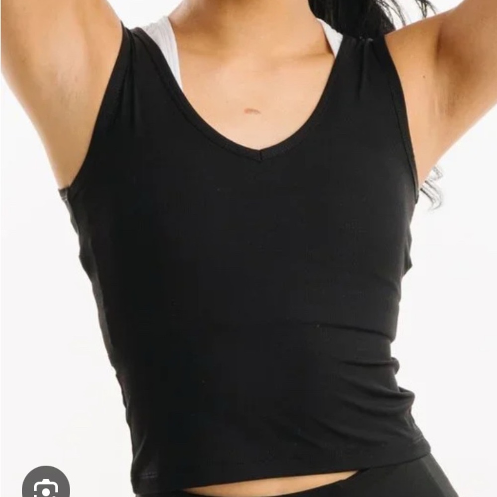 Black Sleeveless V-Neck Top